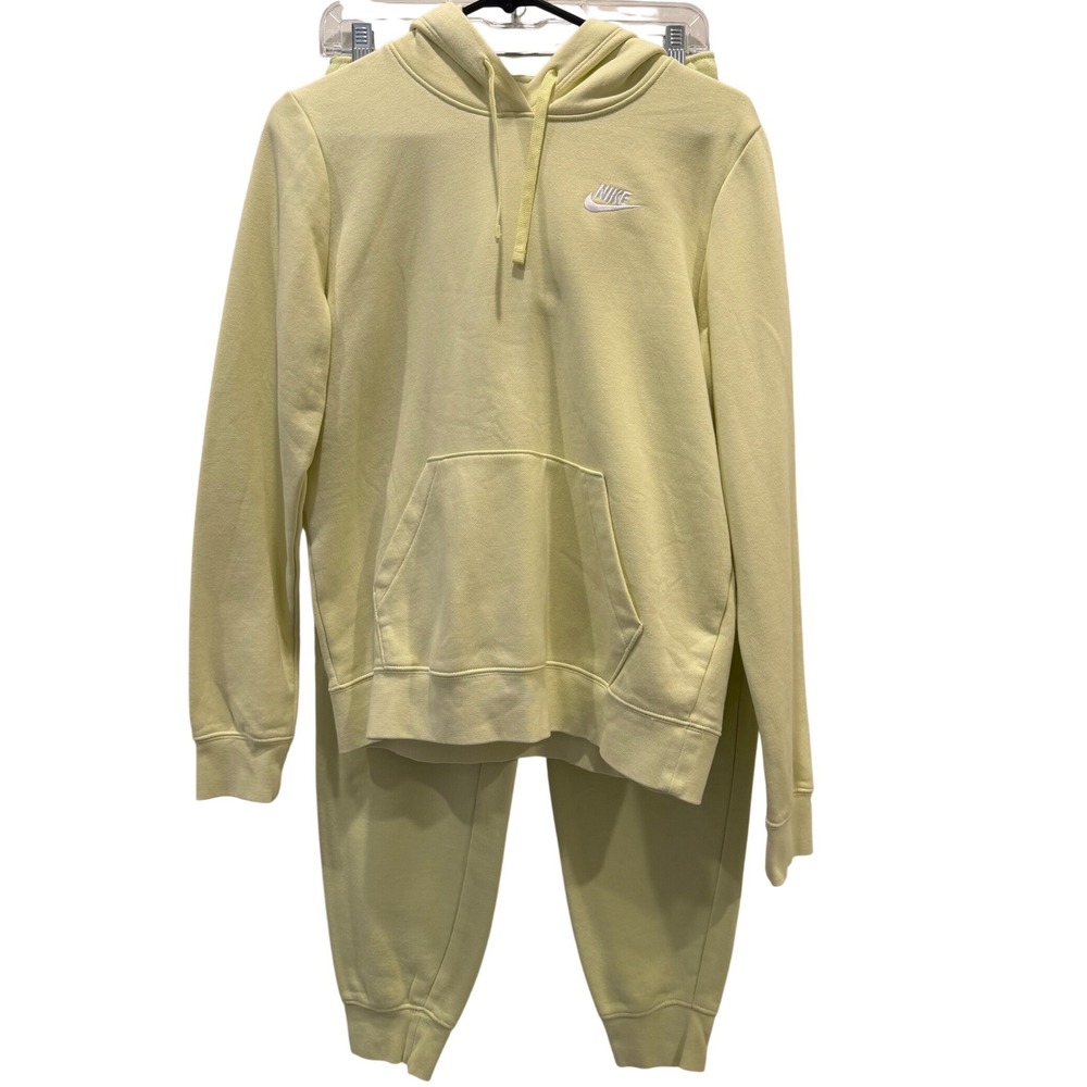 Nike Fleece Tracksuit Women Size S Lime Yellow Hoodie Joggers Matching Set